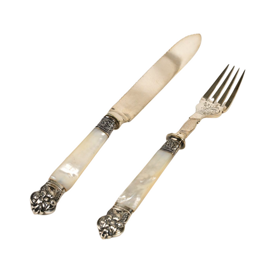 Antique Mother of Pearl Fork & Knife Set