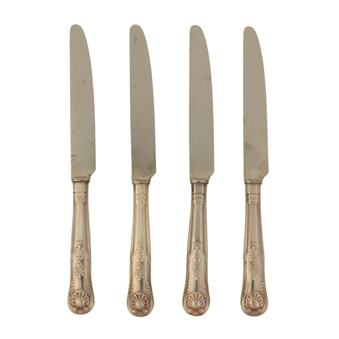 Set of 6 | Vintage Silver-Plated Dinner Knives with Ornate Handles