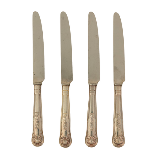 Set of 6 | Vintage Silver-Plated Dinner Knives with Ornate Handles