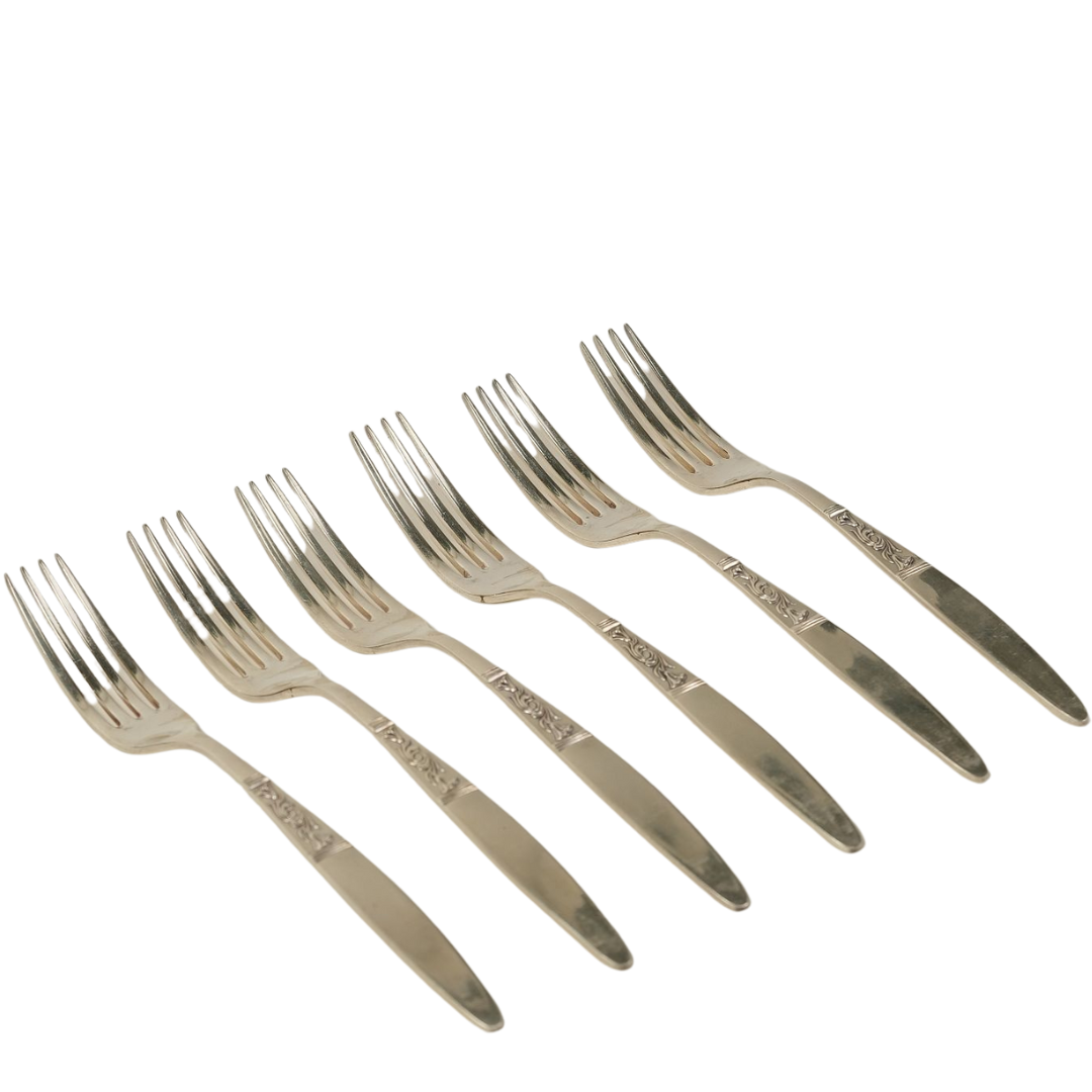 Set of 6 | Silver-Plated Forks with Detailing