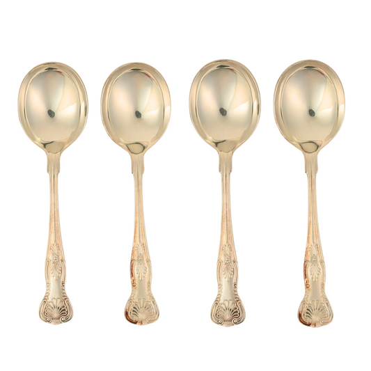 Set of 6 | Vintage Silver-Plated Soup Spoons with Ornate Detailing
