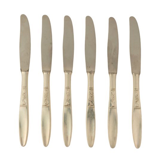Set of 6 | Vintage Silver-Plated Knives with Detailing
