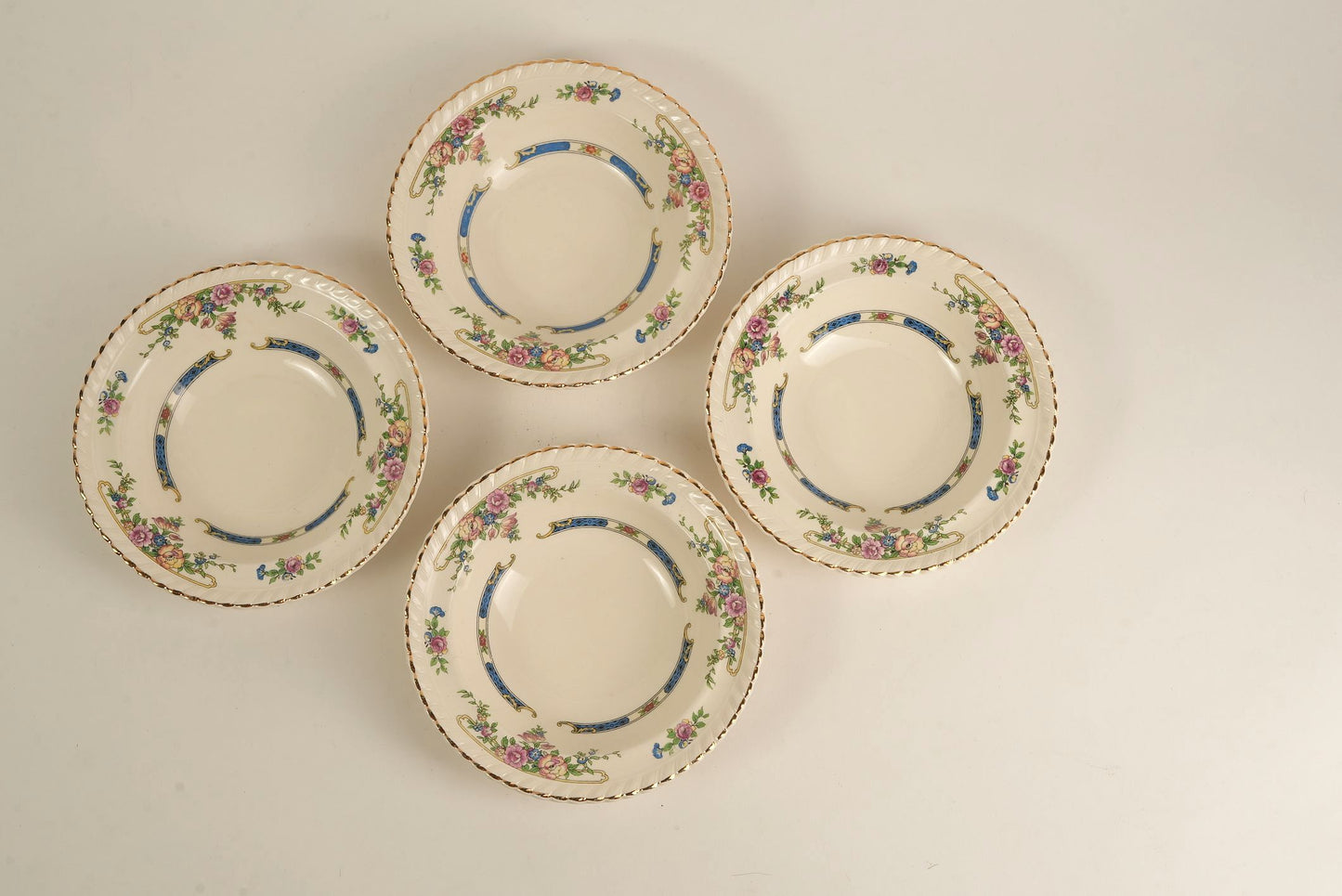 Vintage Johnson Bros. "Old English" Floral Rimmed Bowls, Set of 4