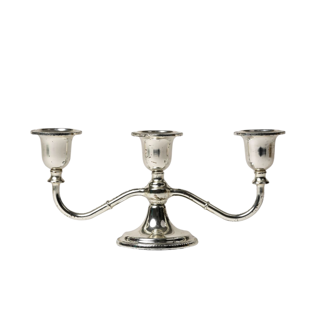 Antique Three-Arm Silver-Plated Candelabra
