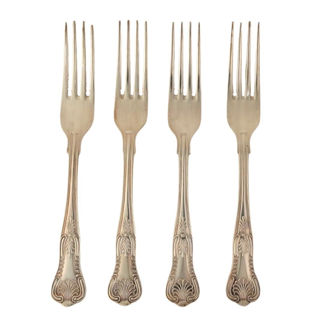 Set of 6 | Silver-Plated Fish Forks With Ornate Handles
