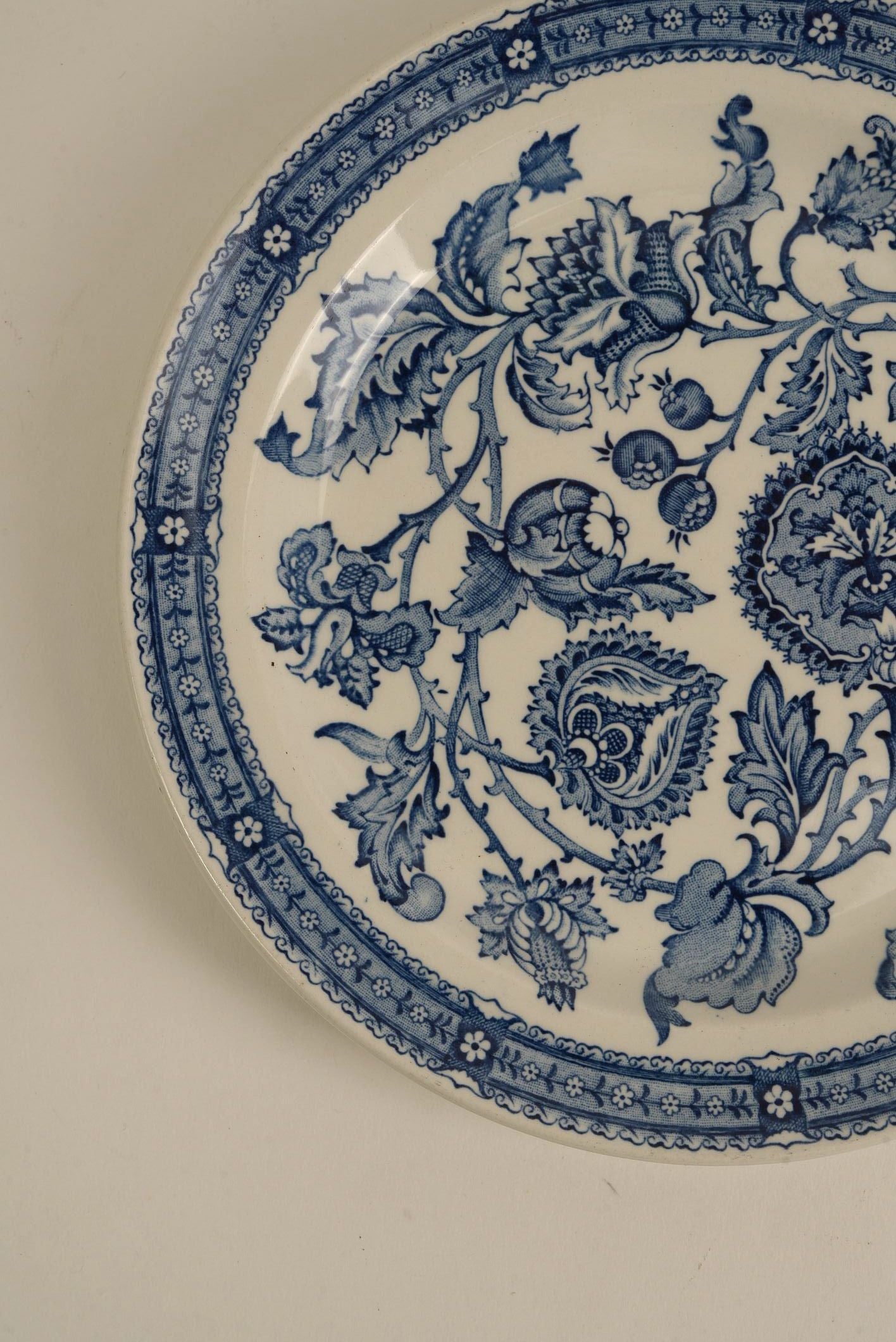 Vintage Ridgway "Jacobean" 14-Piece Ironstone Tea Set, England, c. 1960s