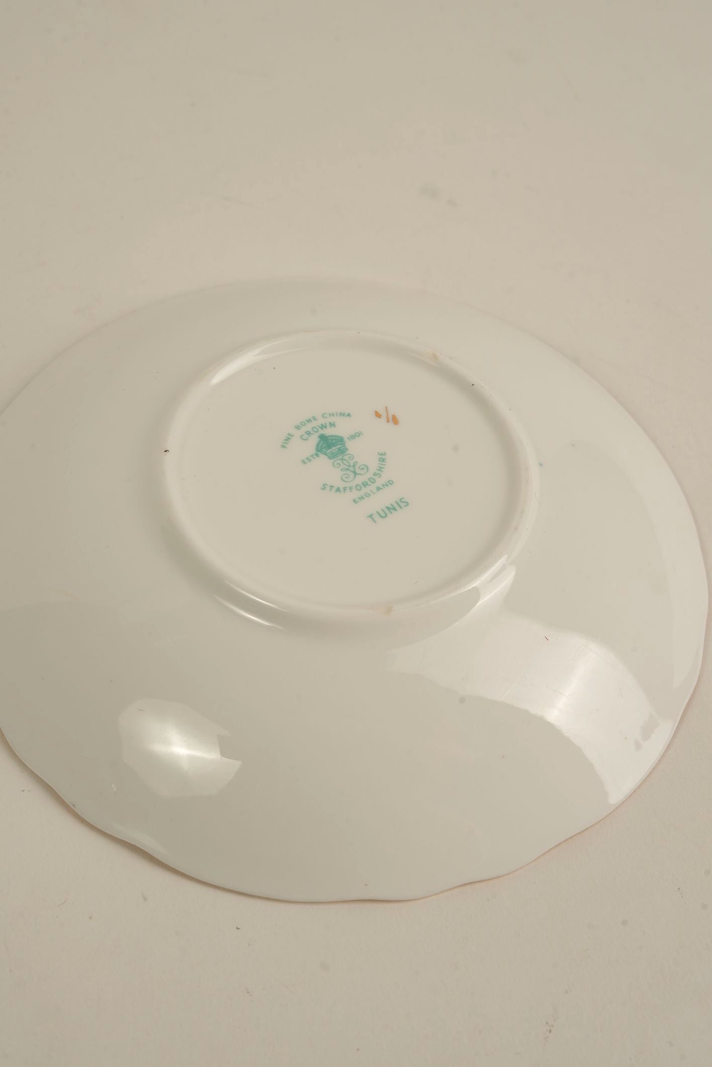 Antique Staffordshire Saucers with Turquoise & Gold Detailing