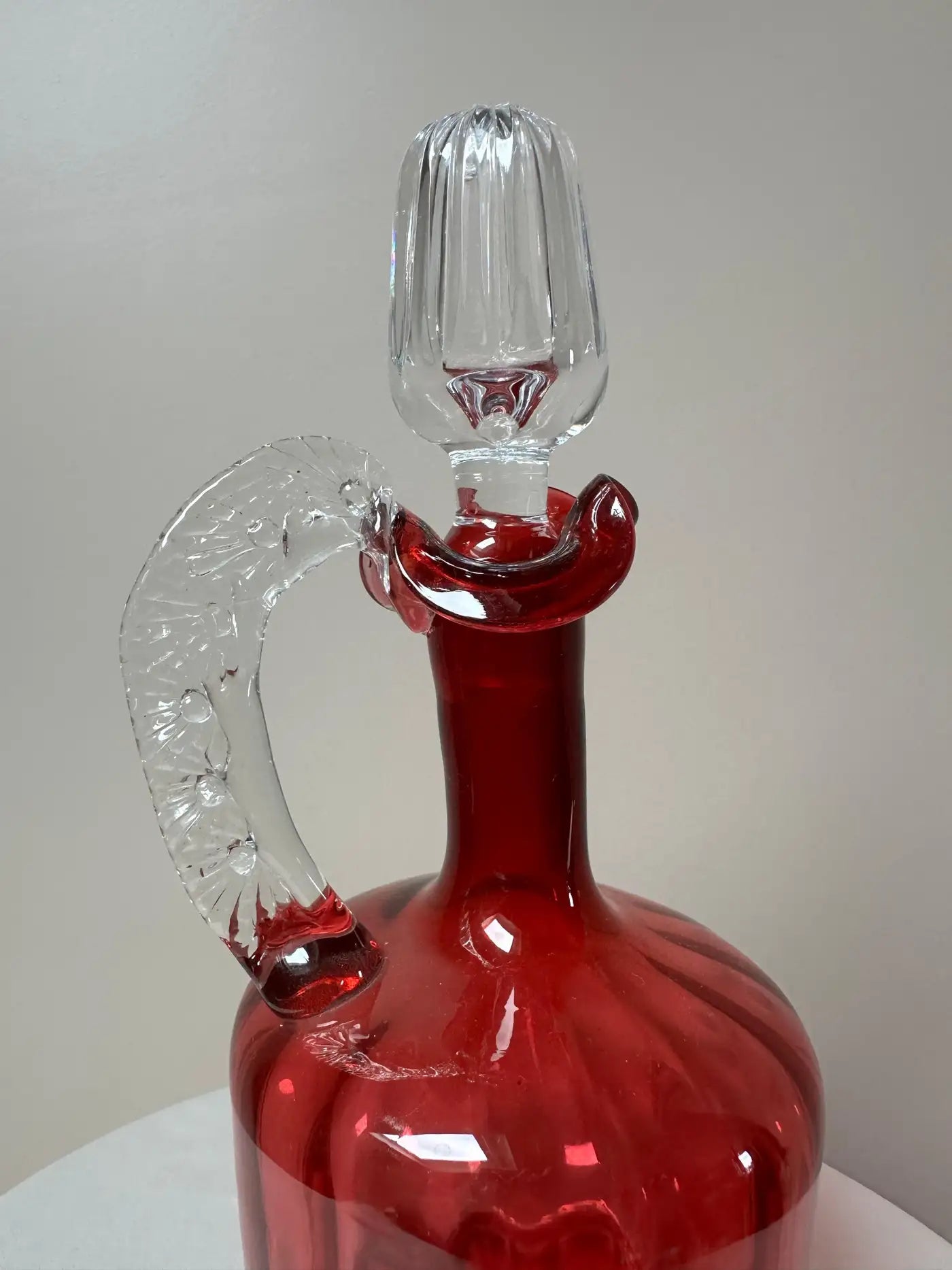 Victorian Cranberry Glass Hand‑Blown Decanter