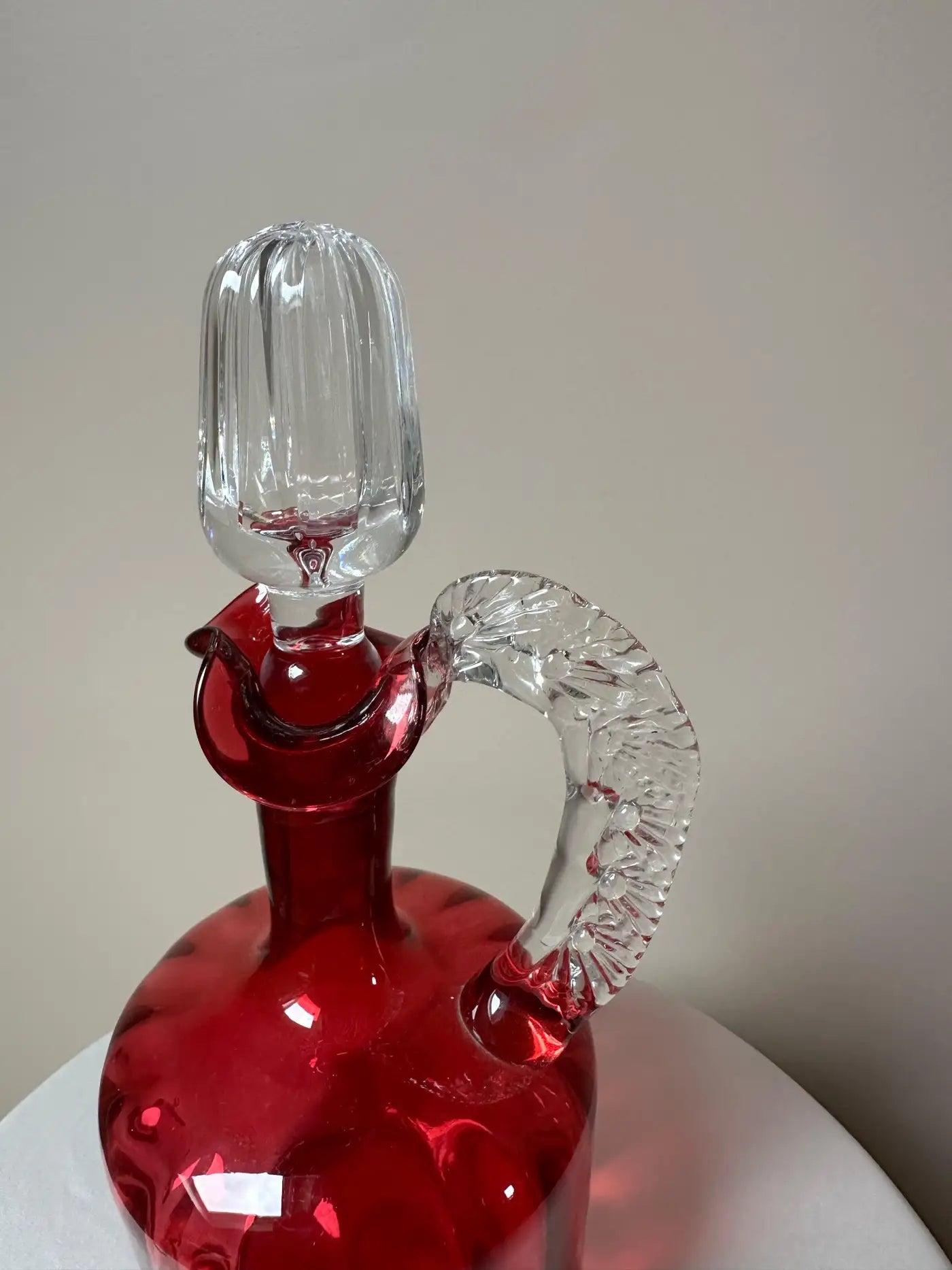 Victorian Cranberry Glass Hand‑Blown Decanter