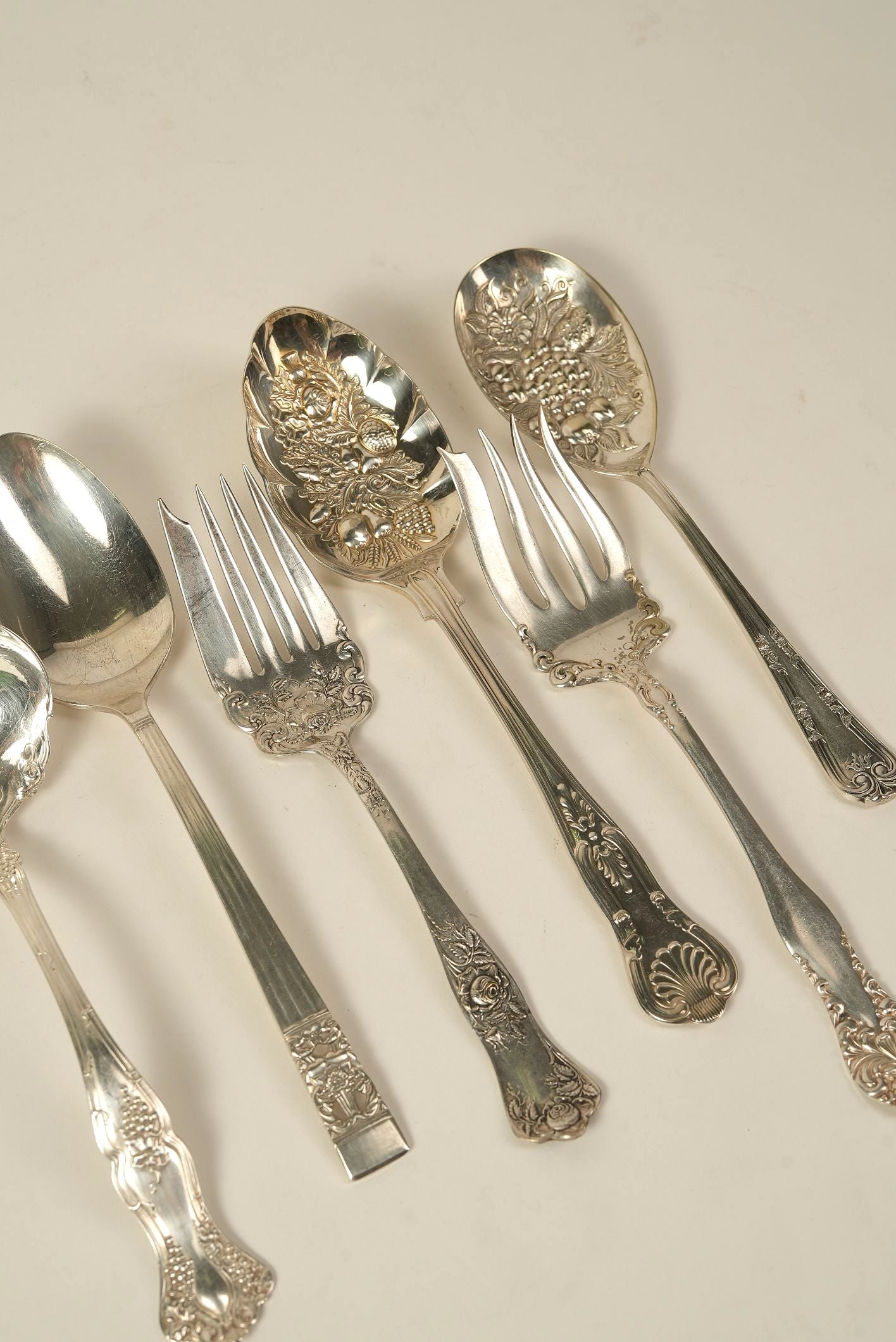 Baroque-Style Silver-Plated Serving Spoon