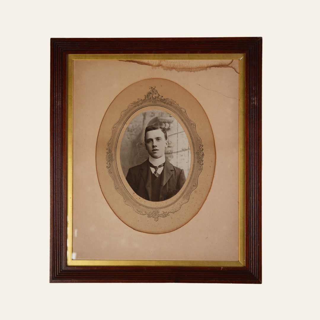 Victorian Framed Portrait Photograph — Young Man in Cravat