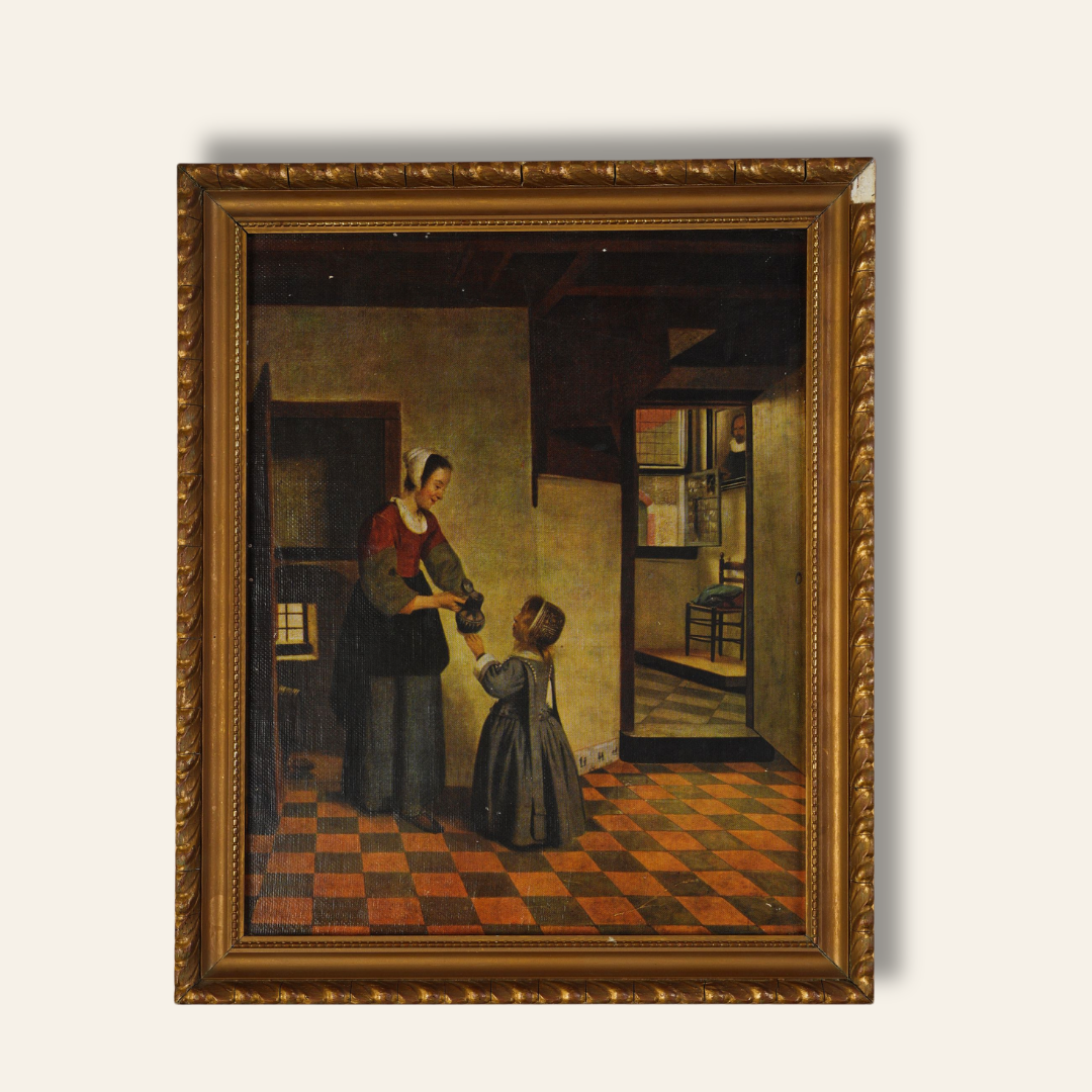 Dutch Golden Age Reproduction — Woman with a Child in a Pantry