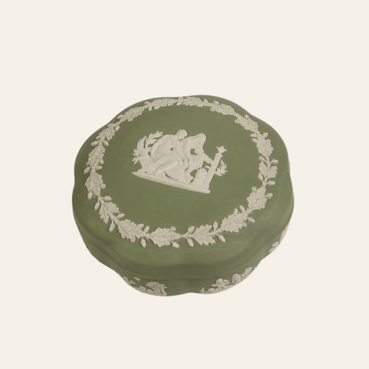 Jasperware Wedgwood Green Trinket Box