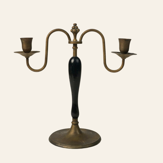 Georgian Brass Twin-Light Candlestick