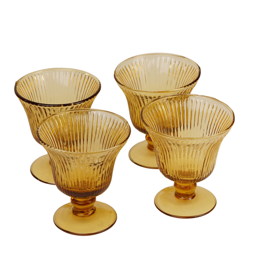 Handcrafted Amber Dessert Bowls | Set of 4