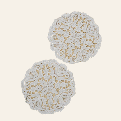 Vintage Embroidered Small Doilies | Set Of 2
