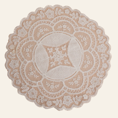 Antique Embroidered Lace Doilies | Set of 2
