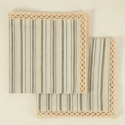 Grey & Beige Striped Napkins | Set of 2