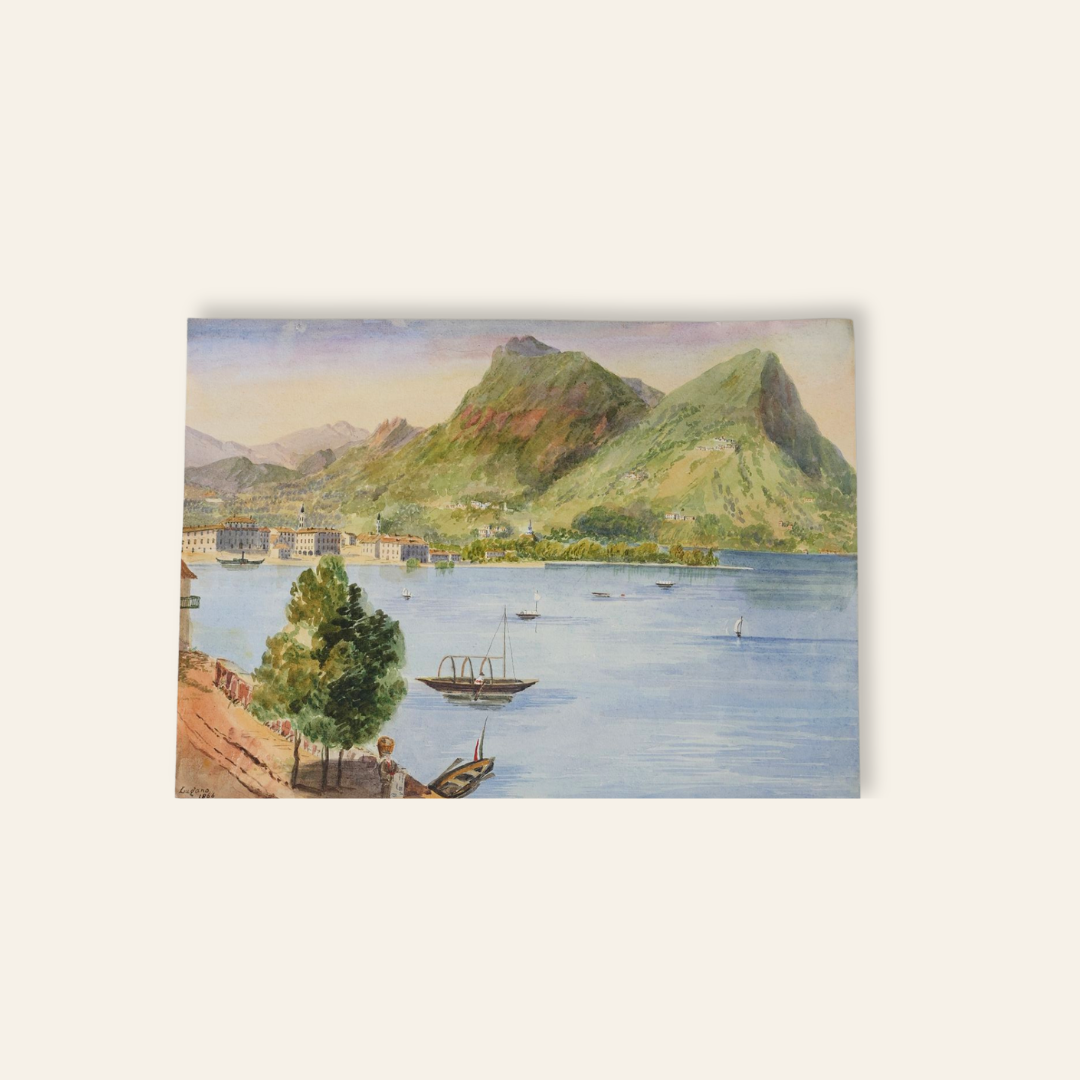 Watercolour | Serene European Lakeside Landscape