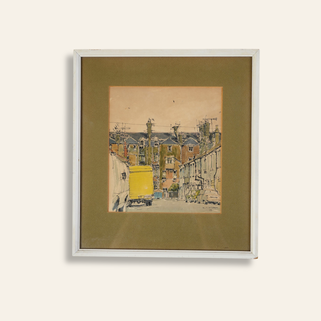 "Worthing Mews" — Vintage Watercolour by K.T. Adams, 1979