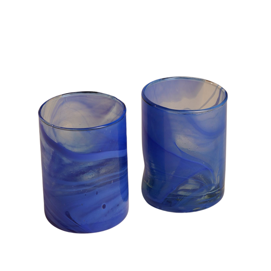 Handblown Cobalt Blue Water Glasses | Set of 4