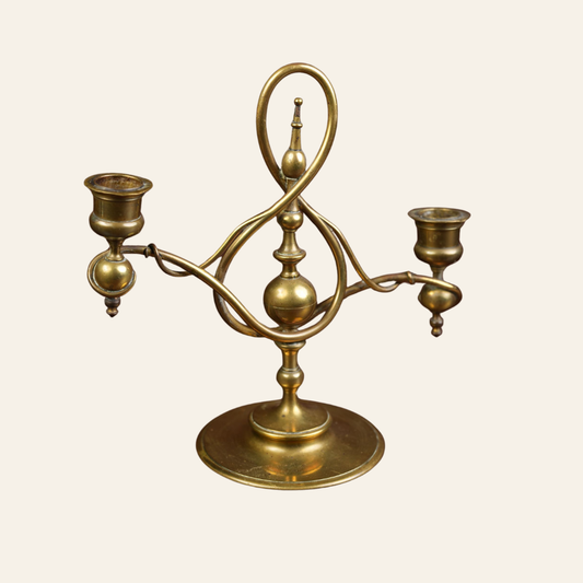 Brass Candelabrum with Figure-8 Loop Stem