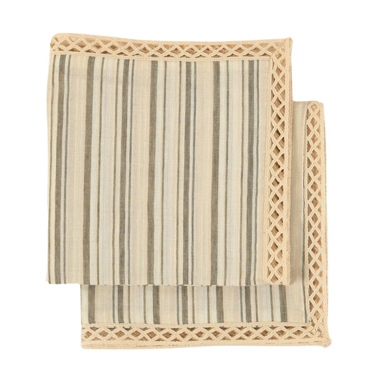 Grey & Beige Striped Napkins | Set of 2