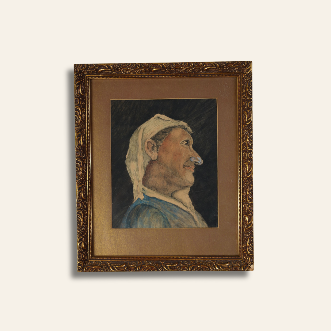 Vintage Pastel Portrait Study — Man in Profile