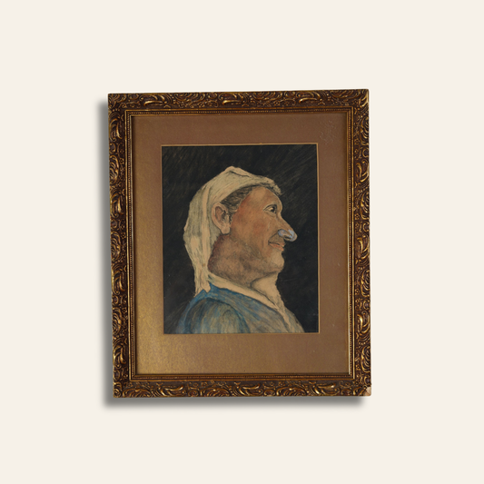 Vintage Pastel Portrait Study — Man in Profile
