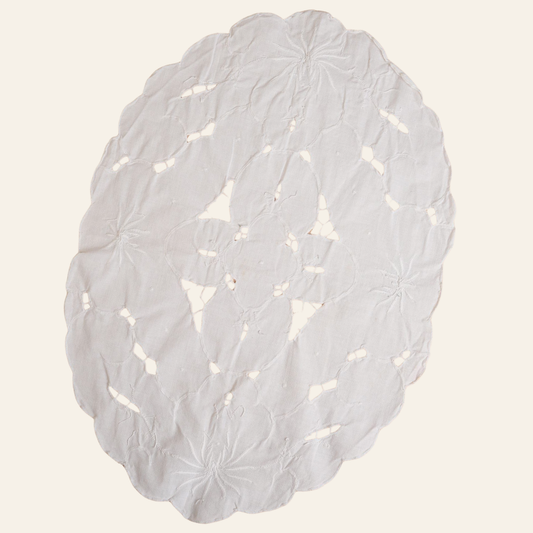 Vintage Embroidered Cotton Doiley