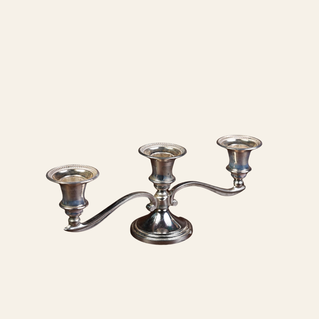 Silver-Plated Three-Arm Candelabrum