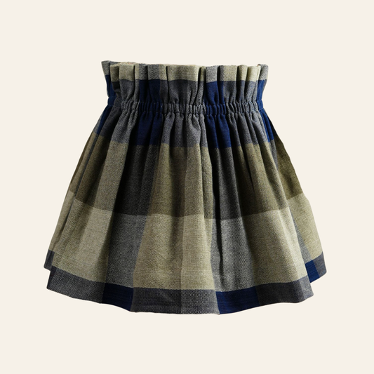 Plaid skirt lampshade with a checkered pattern on a beige background