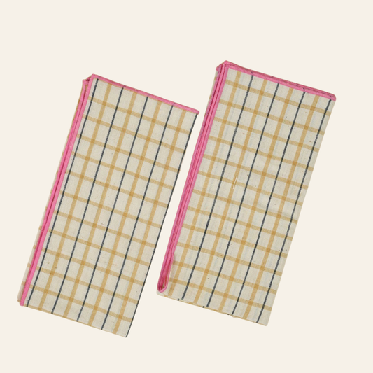 Handloom Cotton Check Napkins | Set of 6