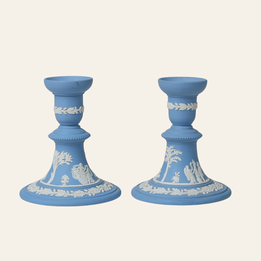 Wedgewood Candle Stands With Intricate Design