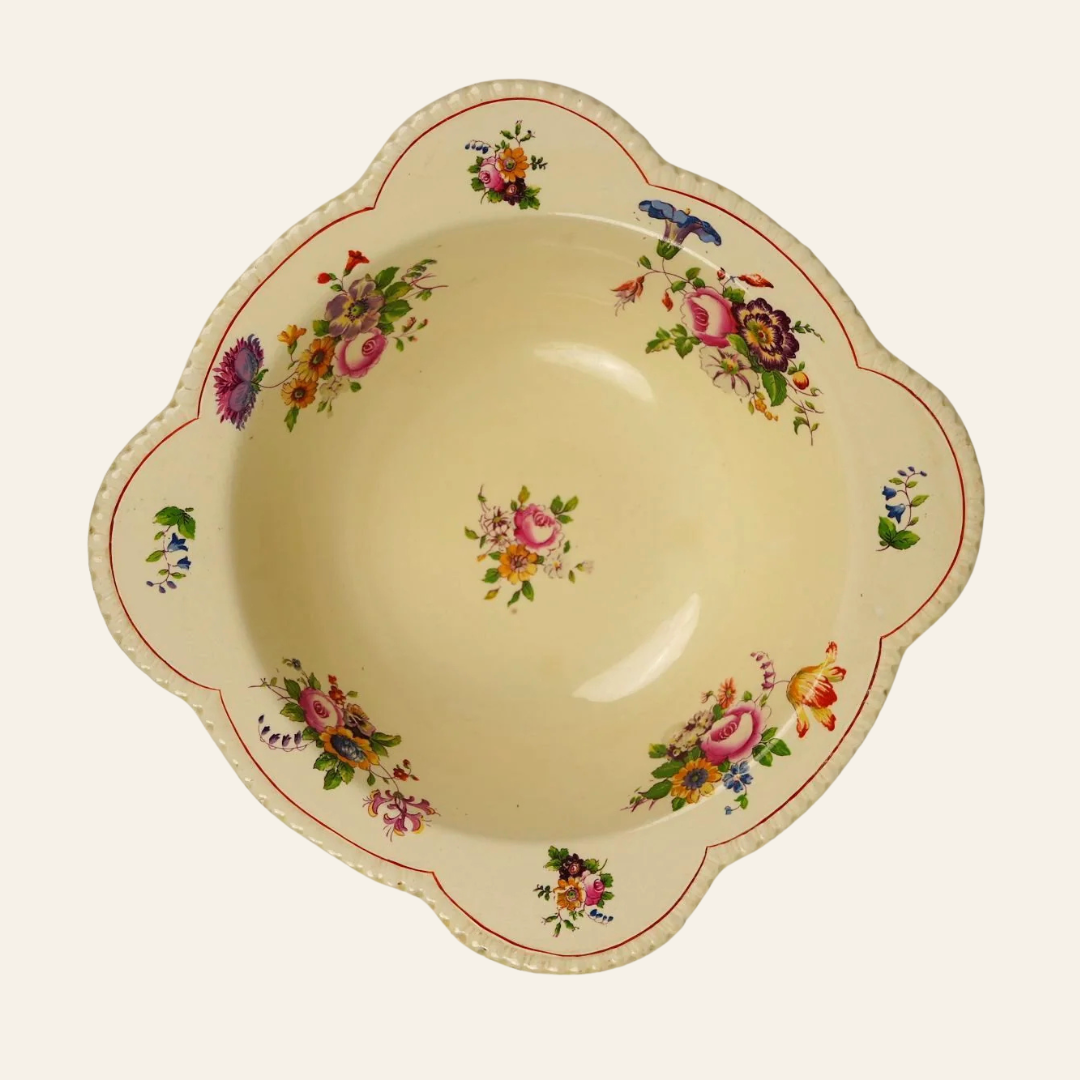 Royal Cauldon Hand-Painted Floral Dessert Bowls, Set of 4
