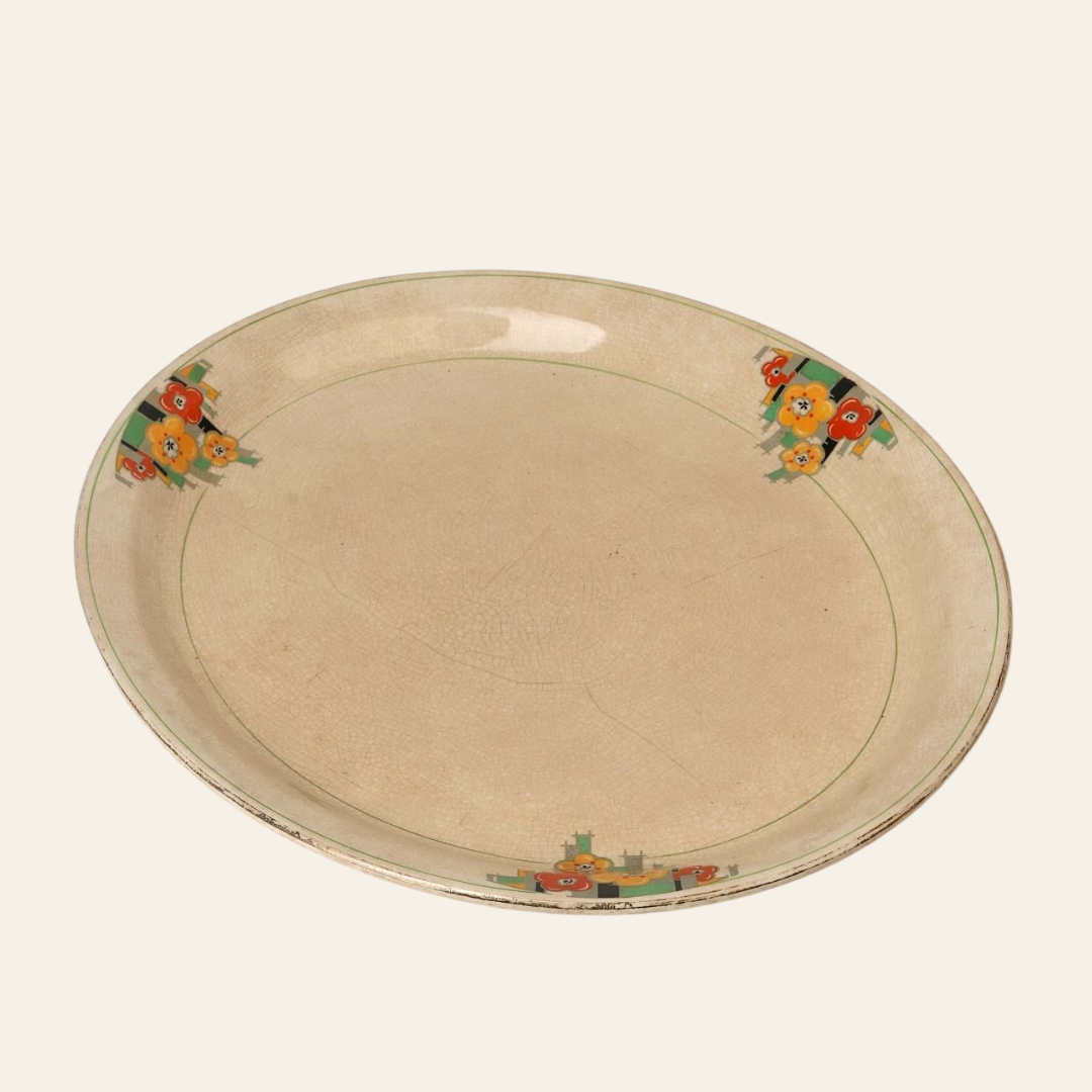 Platter Hand-Painted Art Deco Floral