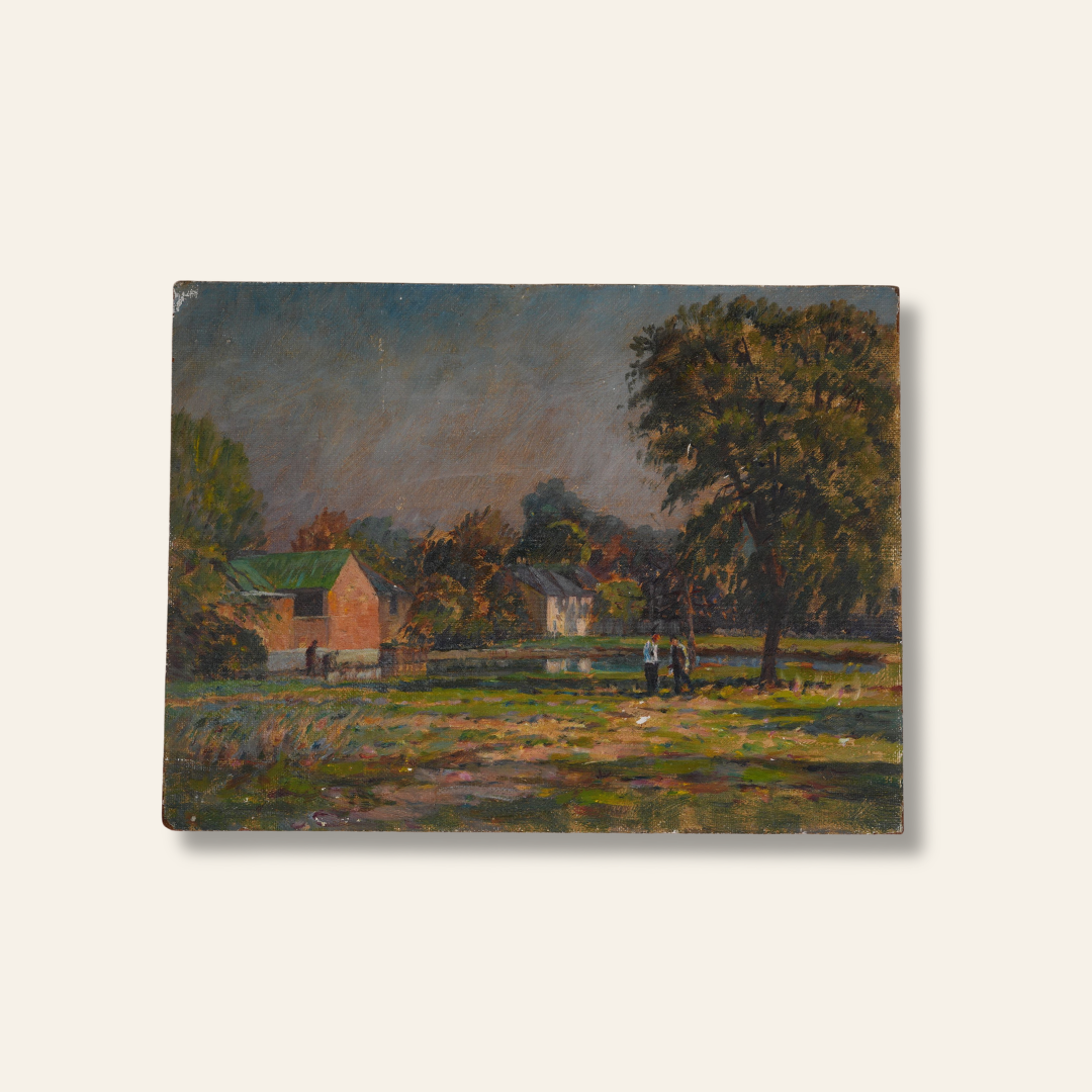 Impressionist Oil Painting | Rural Landscape with Figures