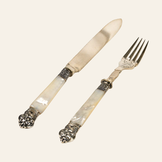 Antique Mother of Pearl Fork & Knife Set
