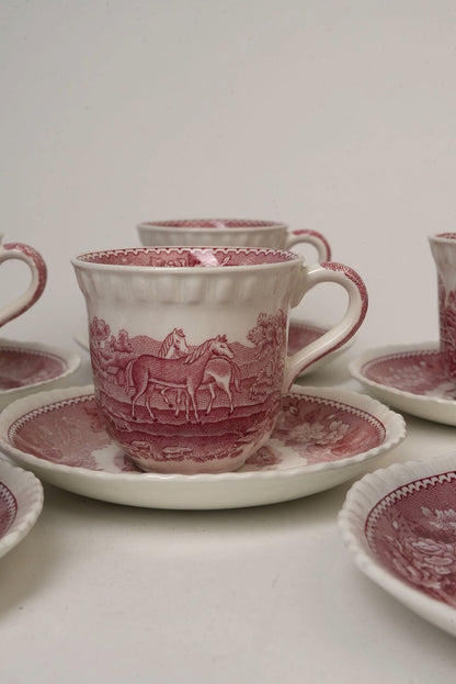 Adams 'Pastoral Scene' Small Cups & Saucers | Set of 6
