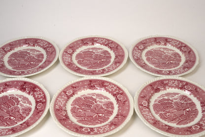 Set of 6 | Antique Adams 'Pastoral Scene' Dinner Plates