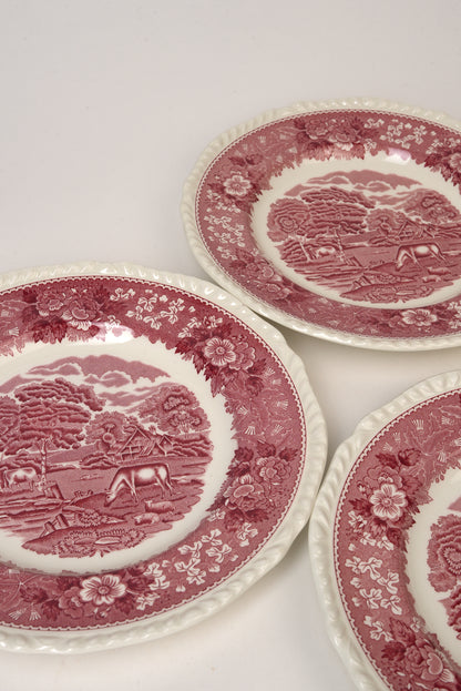 Set of 6 | Antique Adams 'Pastoral Scene' Dinner Plates