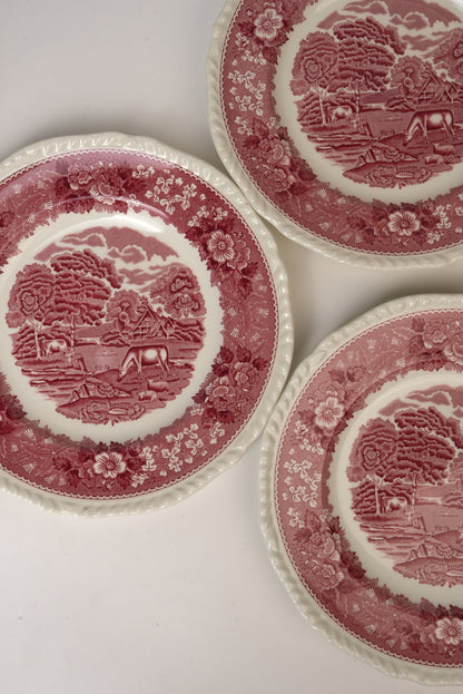 Set of 6 | Antique Adams 'Pastoral Scene' Dinner Plates