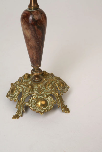Antique Brass & Marble Candle Stands