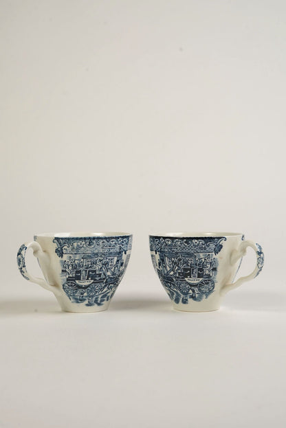 Johnson Bros Coaching Scene Tea Cups & Saucers | Set of 6