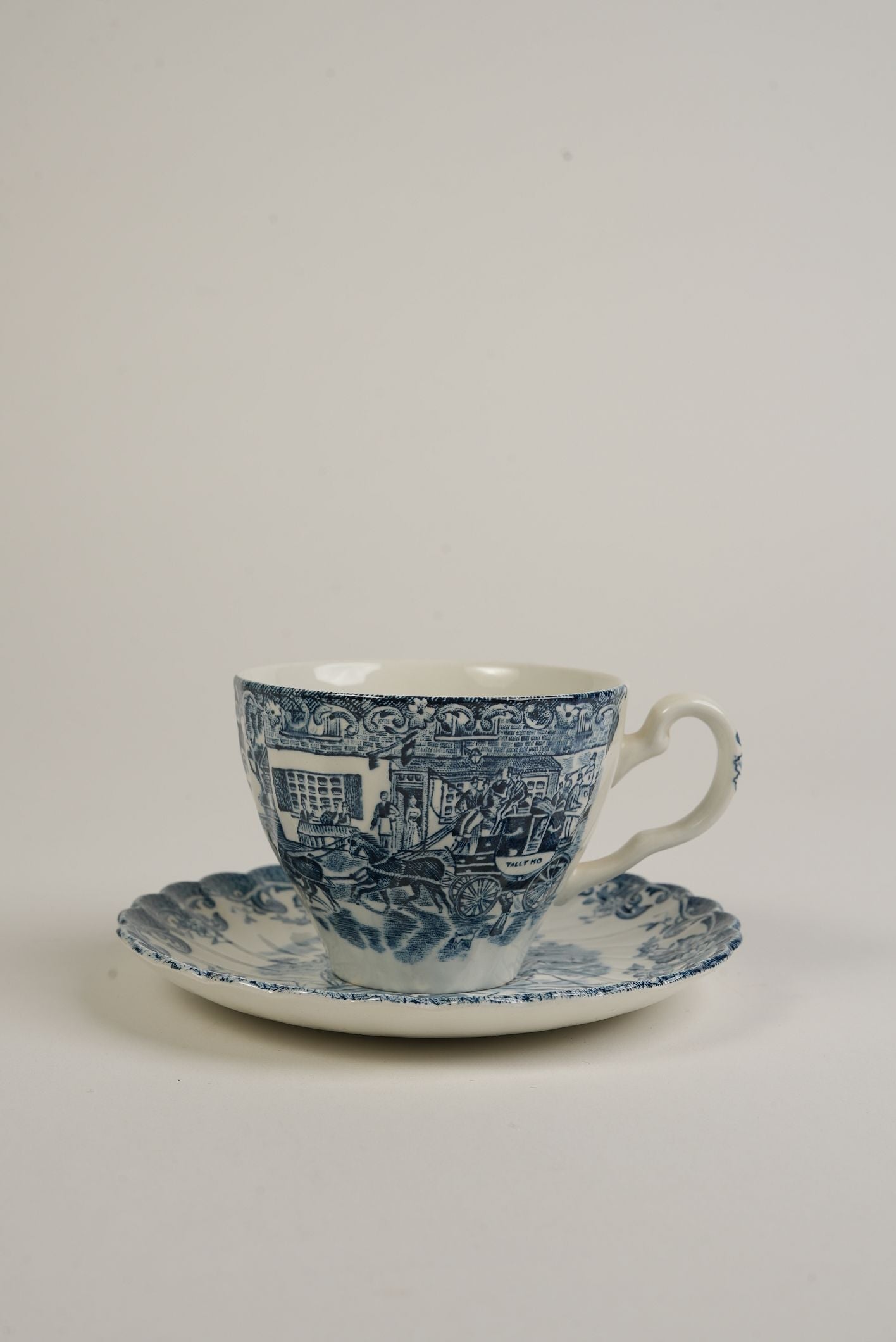 Johnson Bros Coaching Scene Tea Cups & Saucers | Set of 6