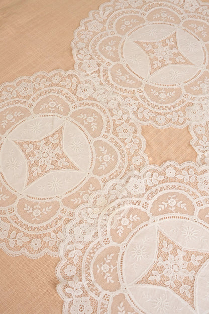Antique Embroidered Lace Doilies | Set of 2