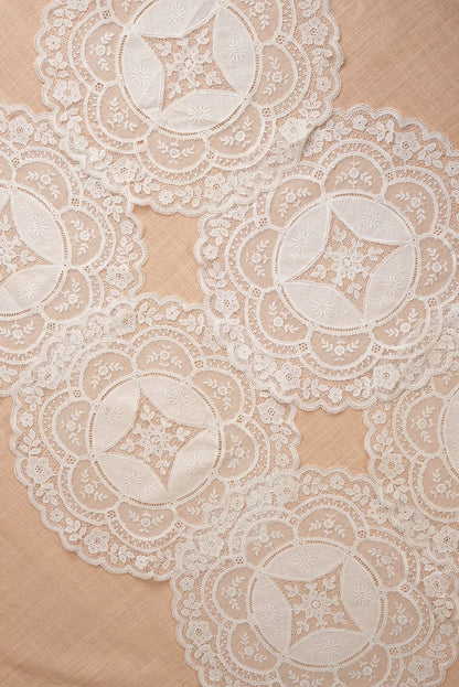 Antique Embroidered Lace Doilies | Set of 2