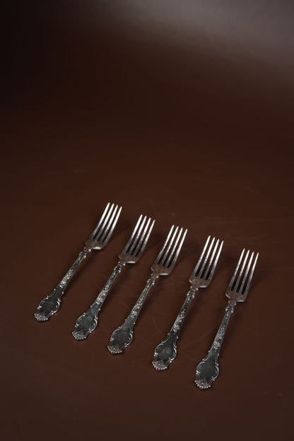 Antique French Silver-Plated Spoon & Fork Set, 12 Pieces