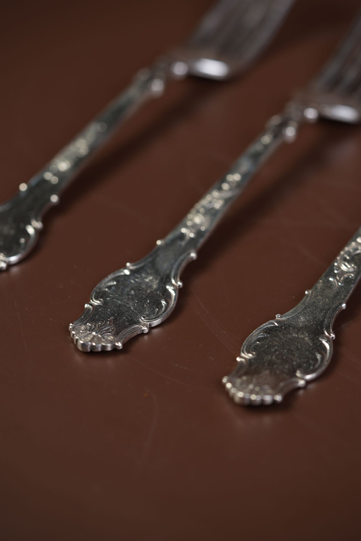 Antique French Silver-Plated Spoon & Fork Set, 12 Pieces