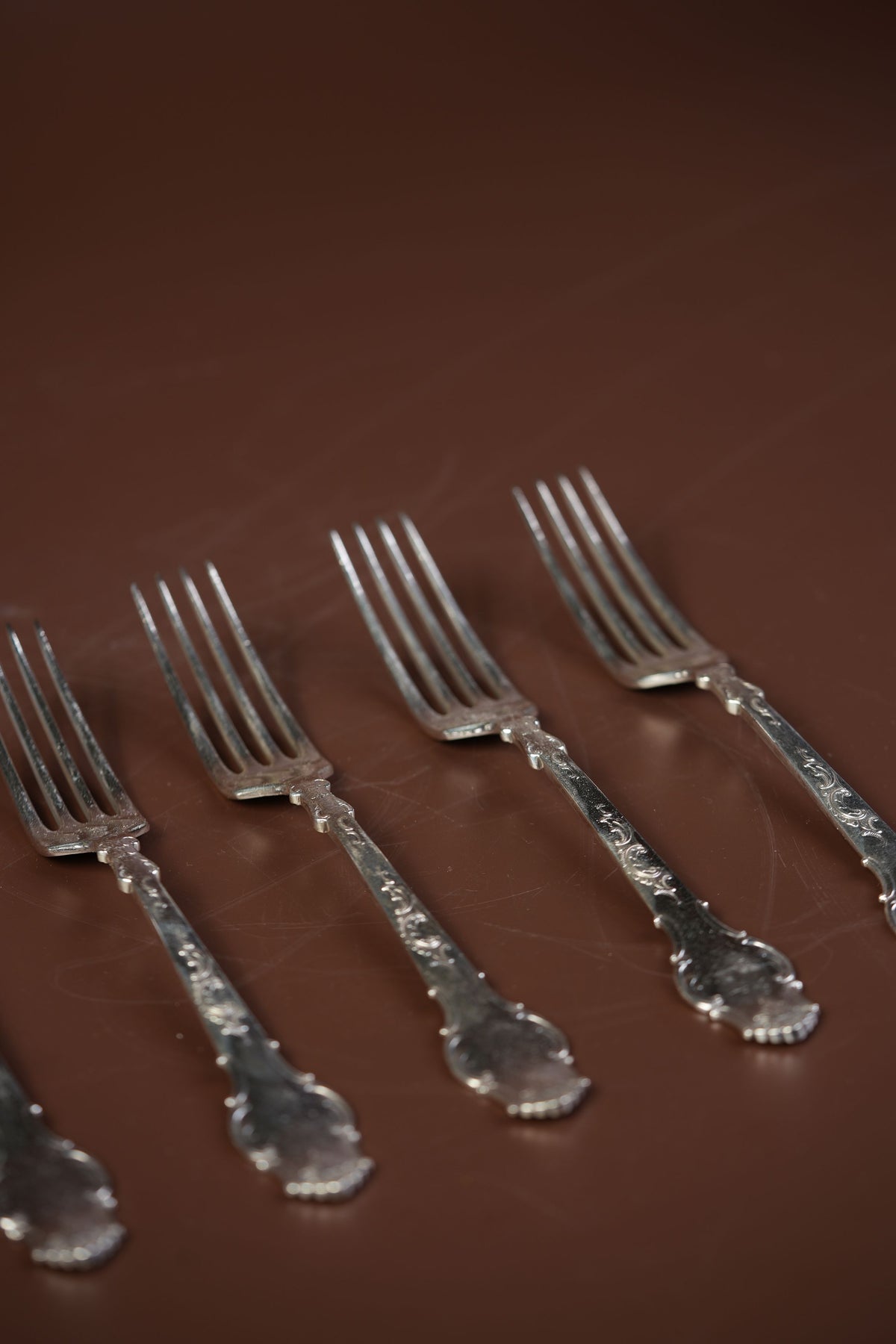 Antique French Silver-Plated Spoon & Fork Set, 12 Pieces